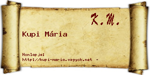 Kupi Mária névjegykártya